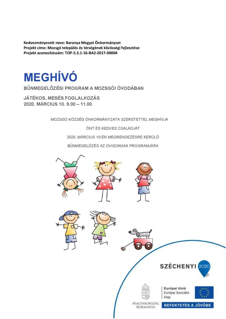 Bűnmegelőzési Program A Mozsgói Óvodában